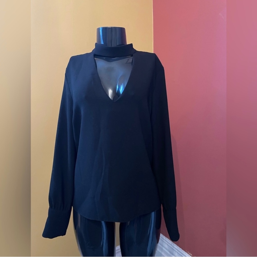Zara Black Blouse with Cutout Neck Design